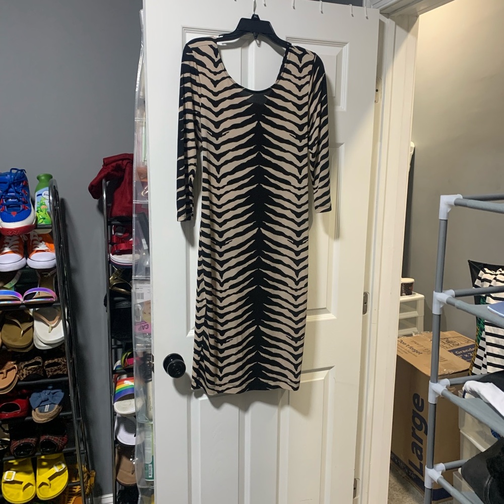 Striped, criss cross back dress